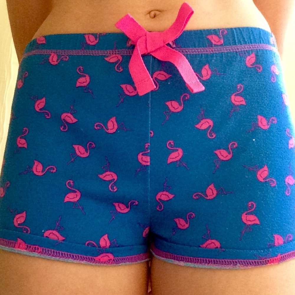 Blue flamingo pajama shorts