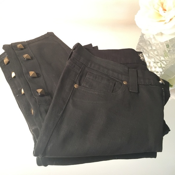 Anlo Black Coated Denim with Studs - Picture 4 of 6