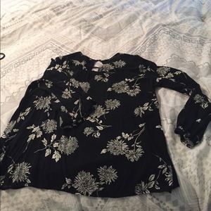 Black and white flower blouse