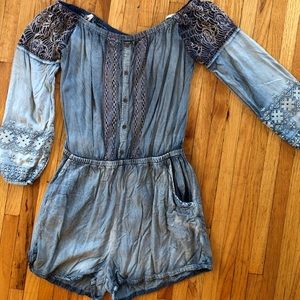 Miss Me off the shoulder denim romper