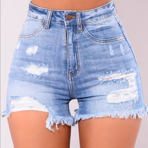 Out of the Friendzone Blue Wash Shorts