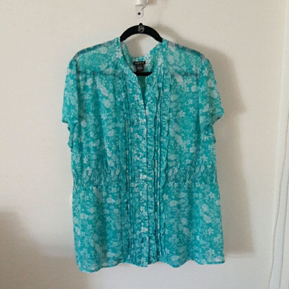 Flower Cap-sleeve Blouse