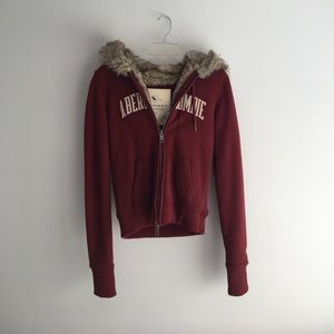 Abercrombie burgundy fur hoodie