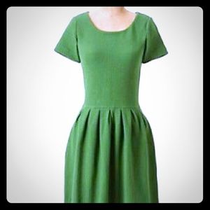 Anthropologie Ganni embossed basket green dress