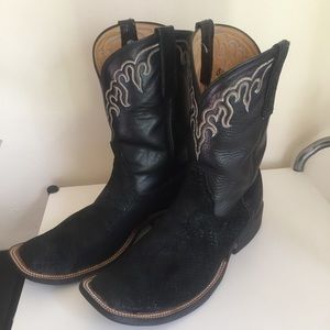 elephant skin square toe boots