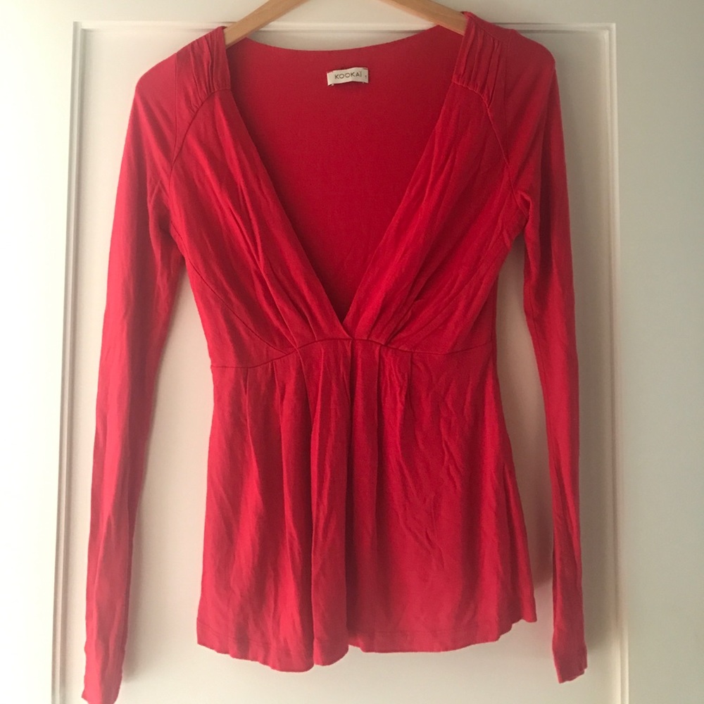 Red Kookai long sleeve low neck top