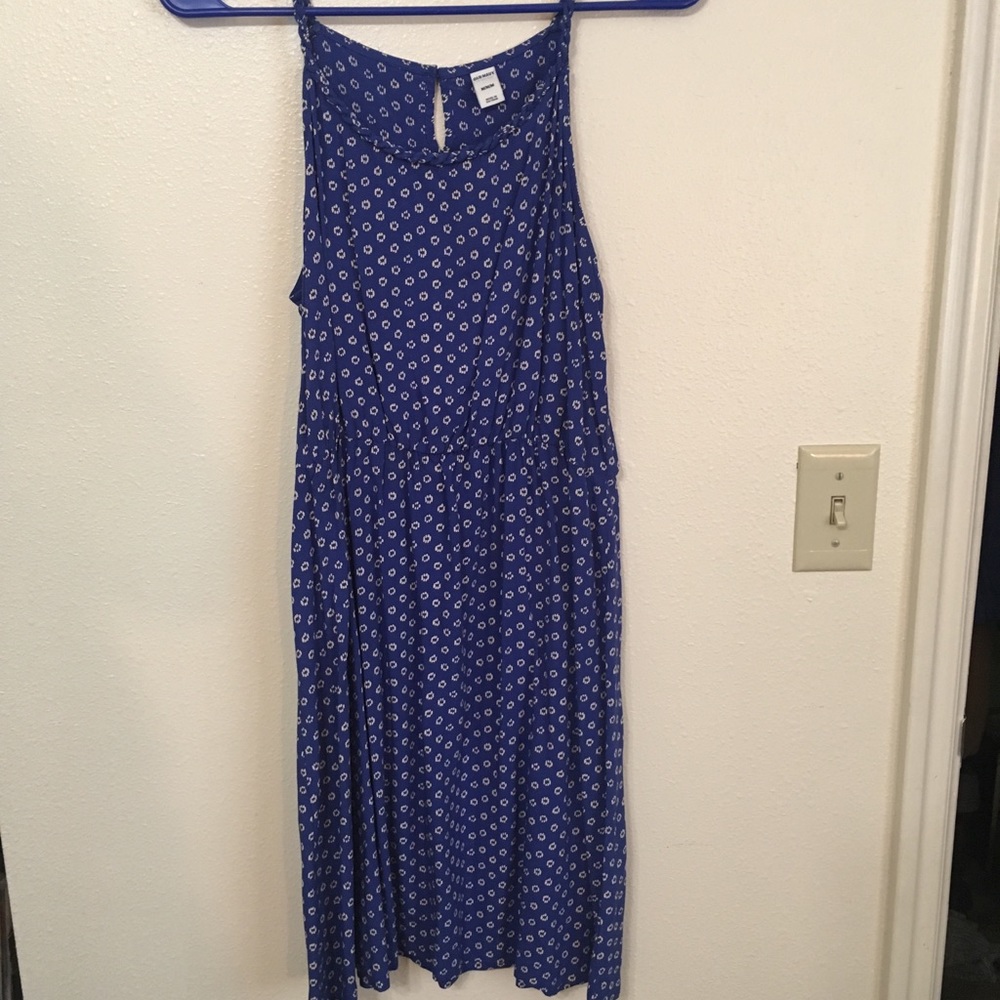 Blue polka dot slip dress