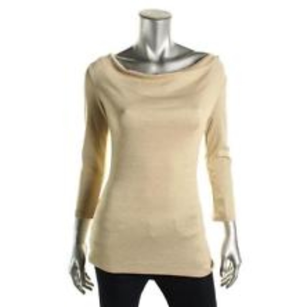 INC sparkling gold drape neck top