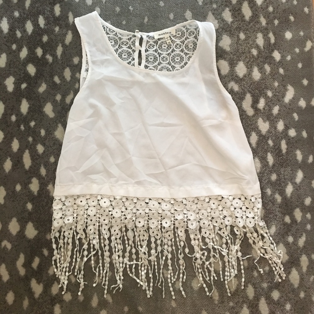 White Cropped Bohemian Top