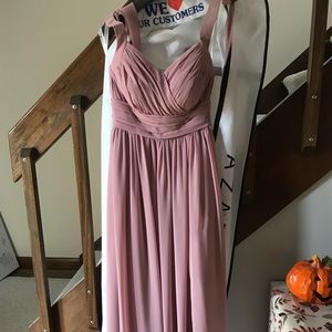Long dusty rose halter formal dress