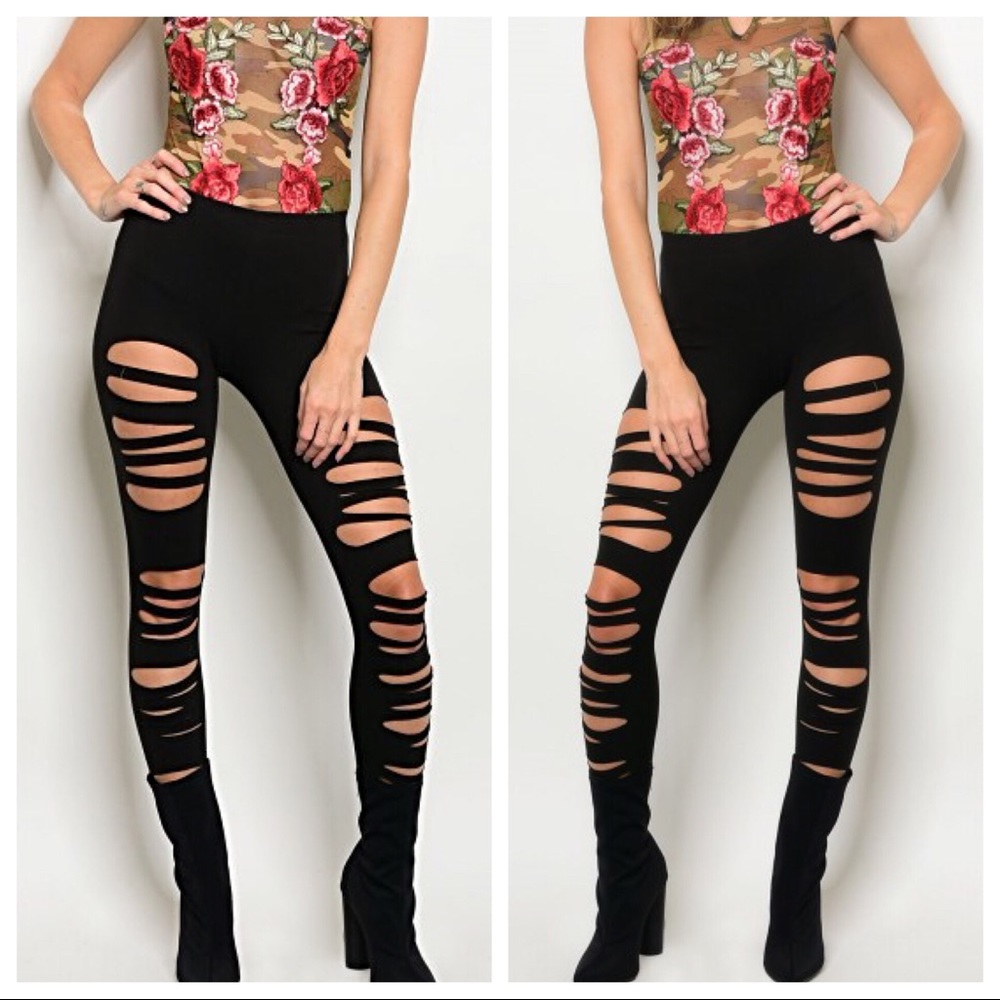 ⭕️ SALE 2Day ⭕️⚫️DISTRESSED LEGGINGS NEW⚫️ - Picture 7 of 8