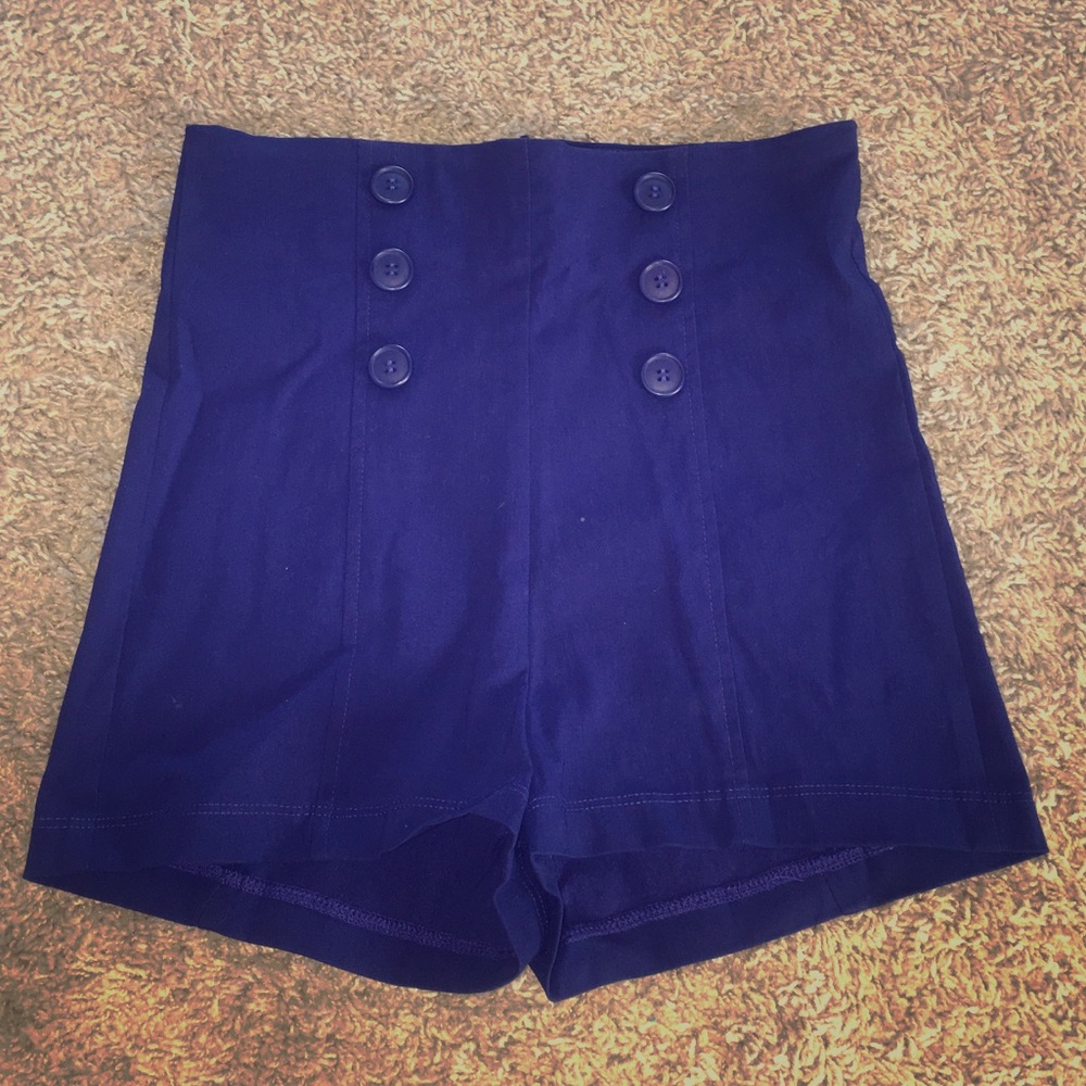 Blue Large High-Waist Windsor Shorts