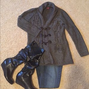 Gray cardigan sweater