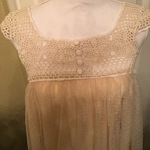 Creme Crochet Top with Sheer Sz M