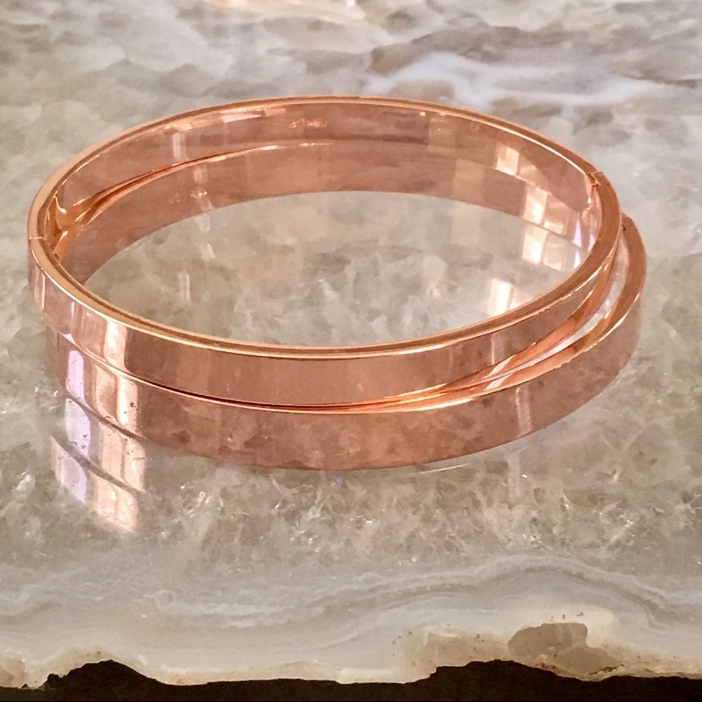 18K Rose Gold Stackable Cuff Bangle Bracelet - Picture 4 of 6