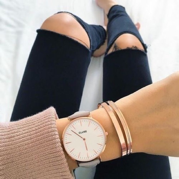 Boutique Jewelry - 18K Rose Gold Stackable Cuff Bangle Bracelet