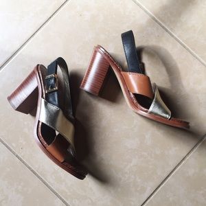 Sam Edelman block heel three tone leather sandals Sam Edelman block heel three tone leather sandals