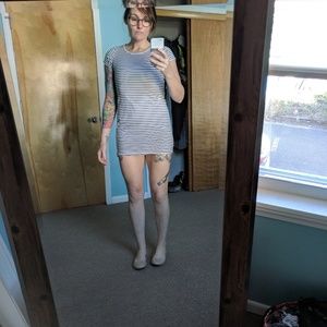 Black and white tee shirt dress.