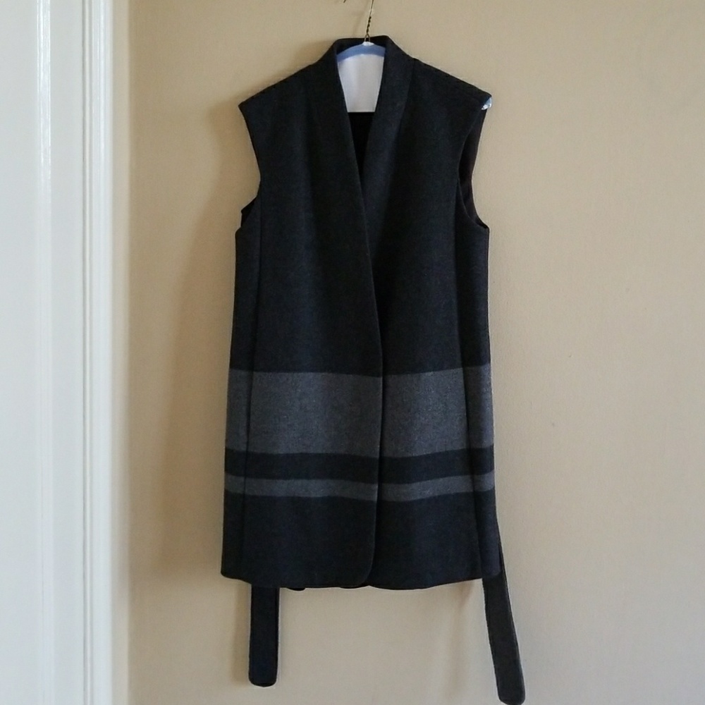 VINCE blanket stripe wool blend vest