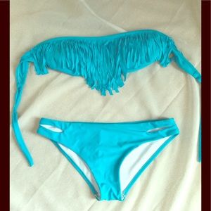 🌟 TopMellon Aqua Fringe Bandeau Bikini