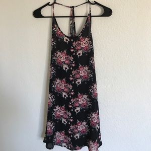 Black Floral Print Dress Slip