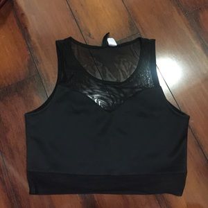 Black mesh crop top