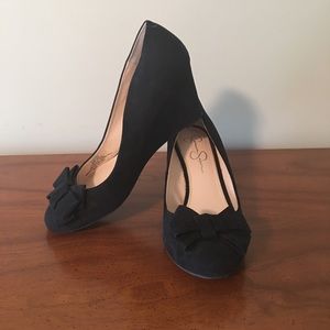Jessica Simpson Black Suede Wedge Sz 9