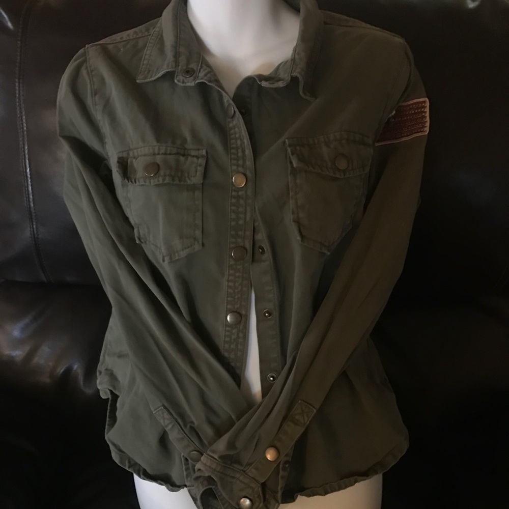 Army green jean jacket