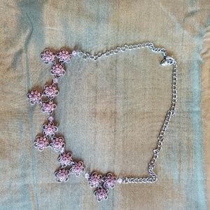 Pink Ice Silver Tone Necklace