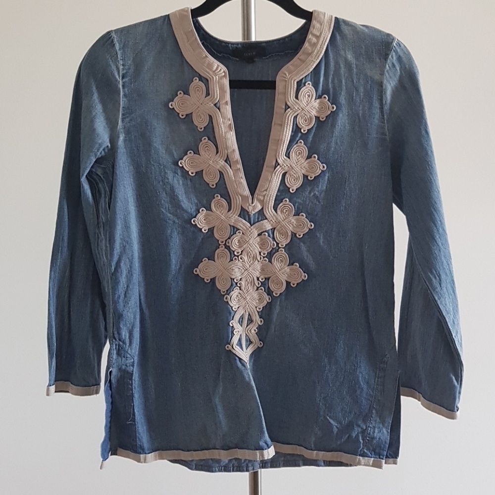 J.Crew Denim Tunic with Embroidery