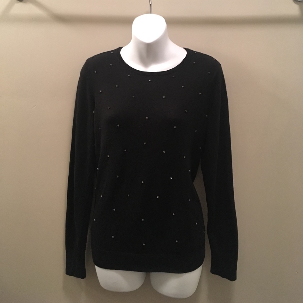 Black Ann Taylor Sweater w/ Gem Embellishments