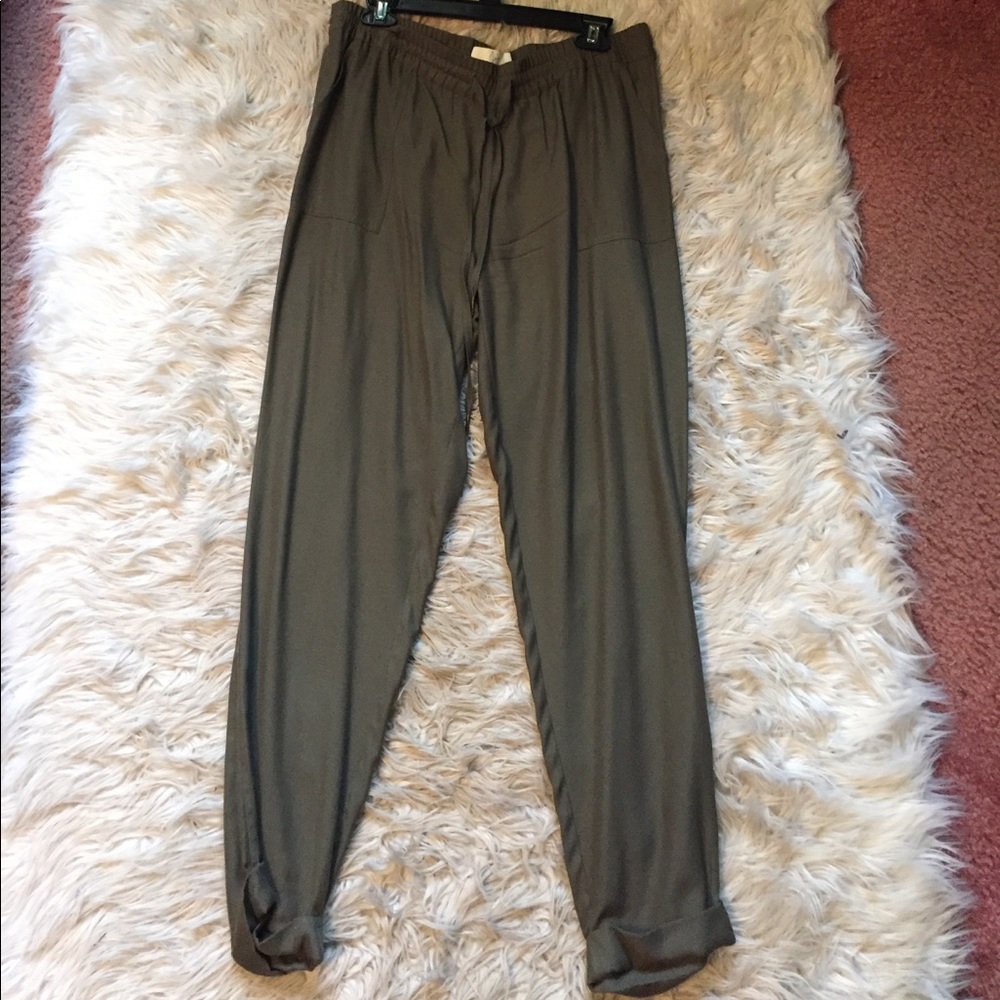 Joie Army Green Silk Joggers
