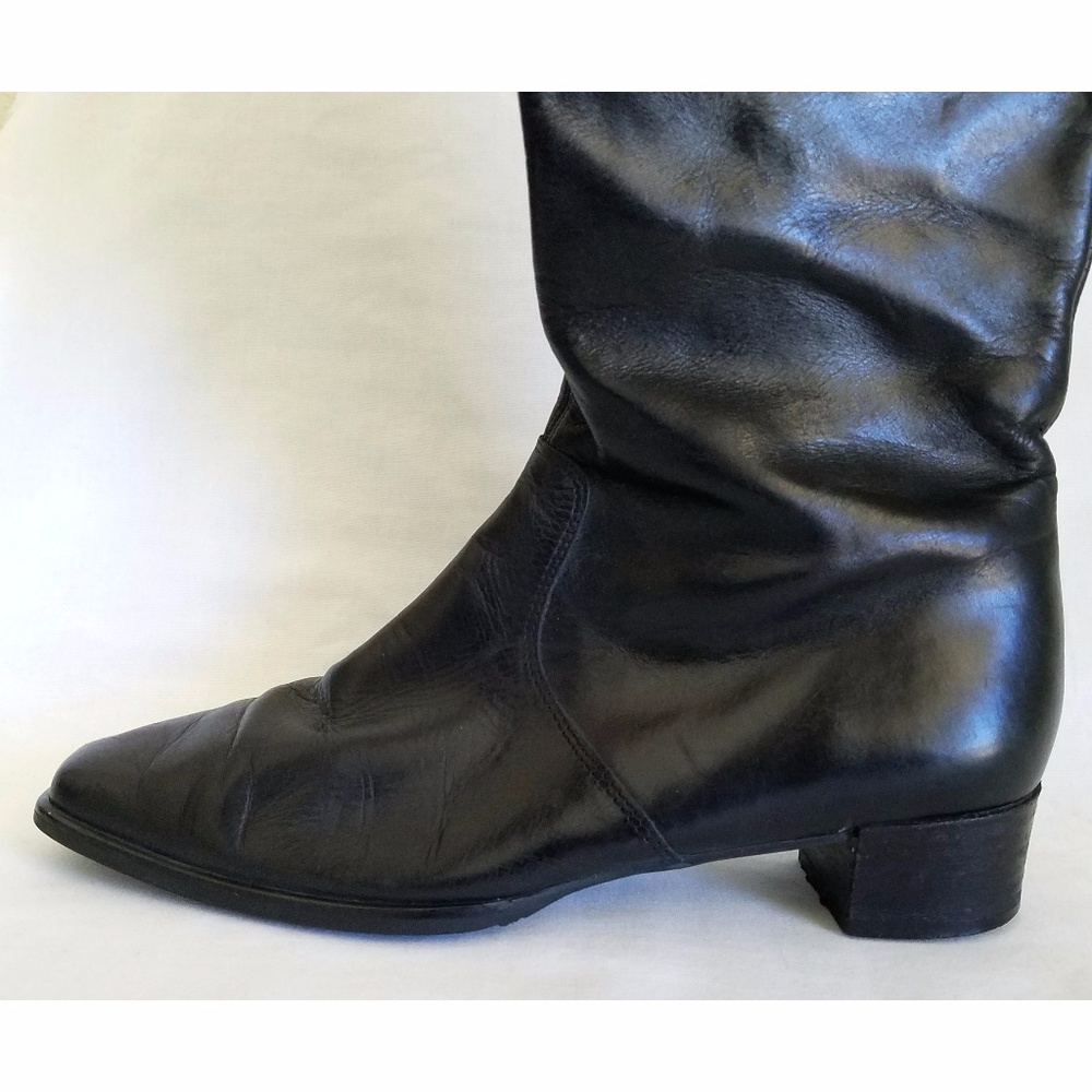 🔥Nordstrom Amalfi Black Leather Knee Riding Boots - Picture 2 of 5