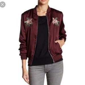 Embroidered Satin Bomber Jacket