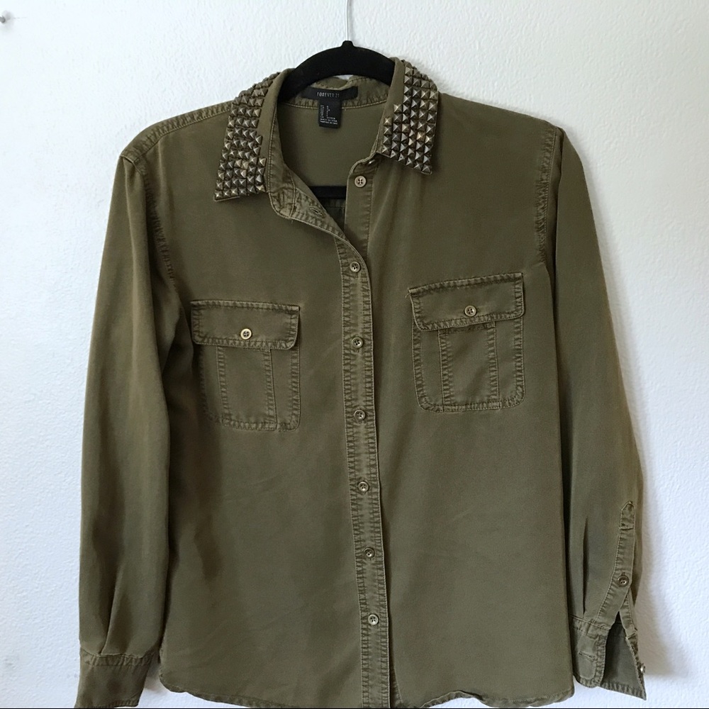 Forever 21 Army Green Button Up