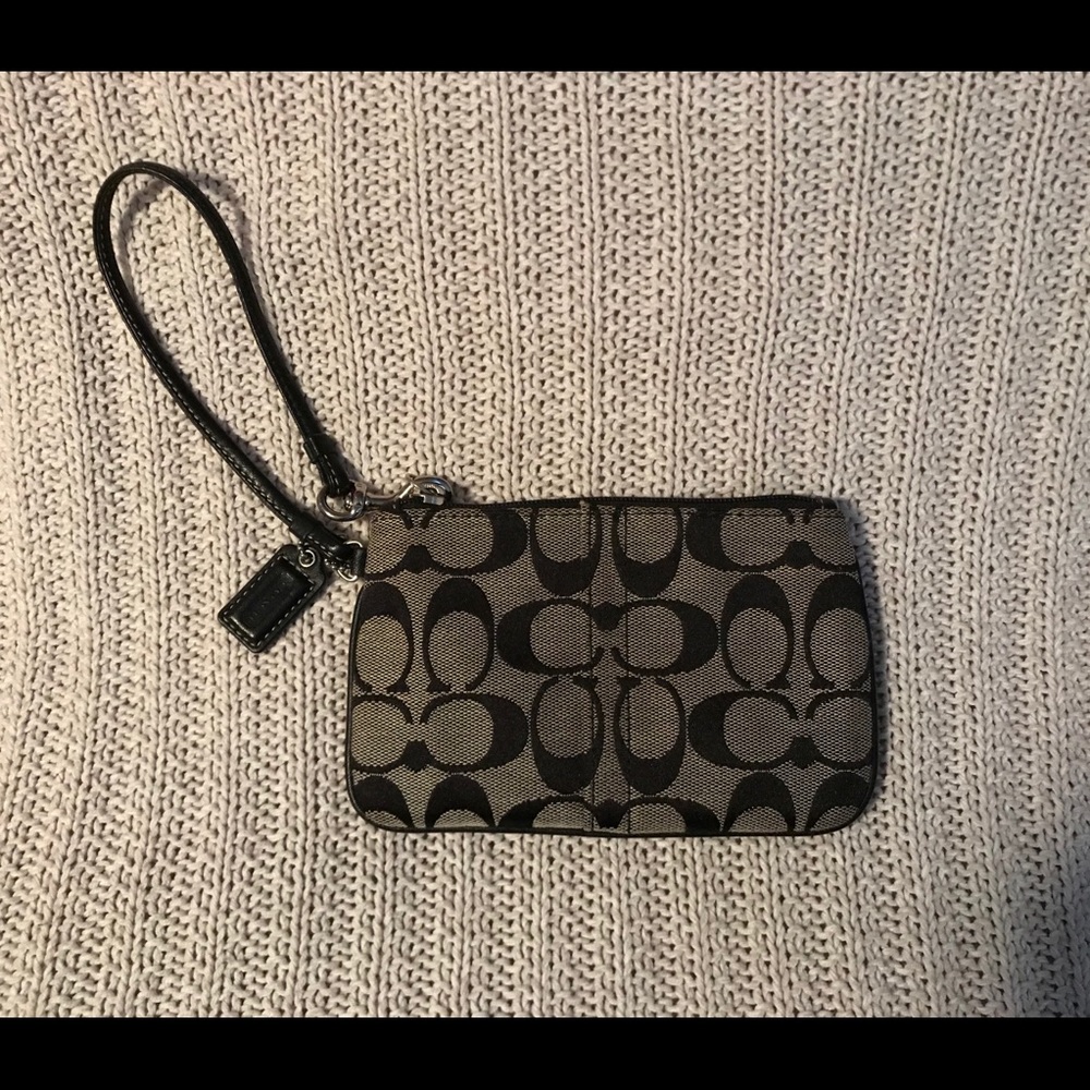 Signature black Coach Wristlet