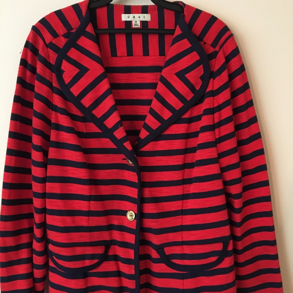 Red and Navy striped Blazer