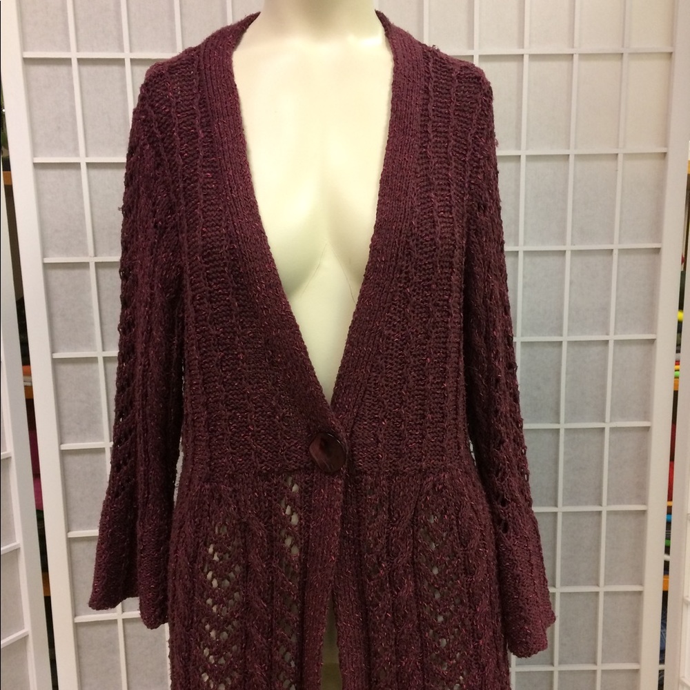 Elena solano woman cardigan sweater burgundy Sz M