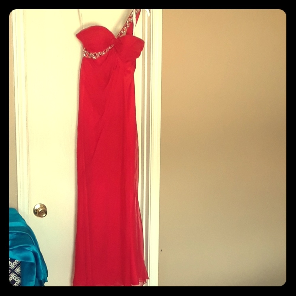 Long Red Karishma Formal One Strap Prom Dress