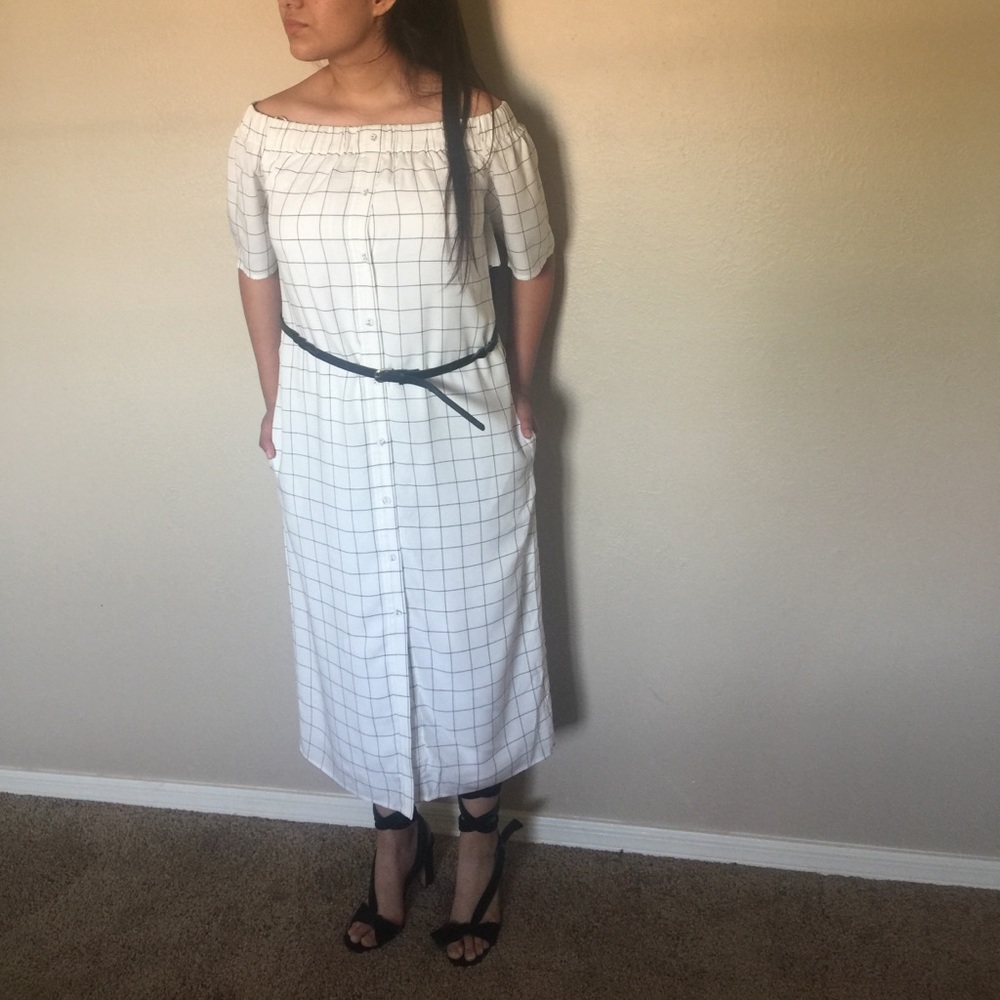Charles Henry check off the shoulder shirt dress