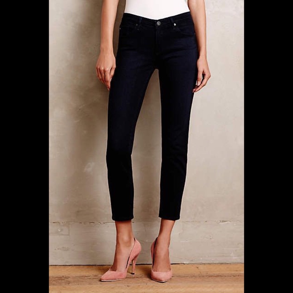AG Stevie Ankle Petite Black Sateen Jeans