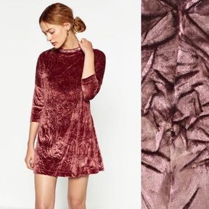 Zara Mauve 3/4 Sleeve Crushed Velvet Tunic Size S Zara Mauve 3/4 Sleeve Crushed Velvet Tunic Size S