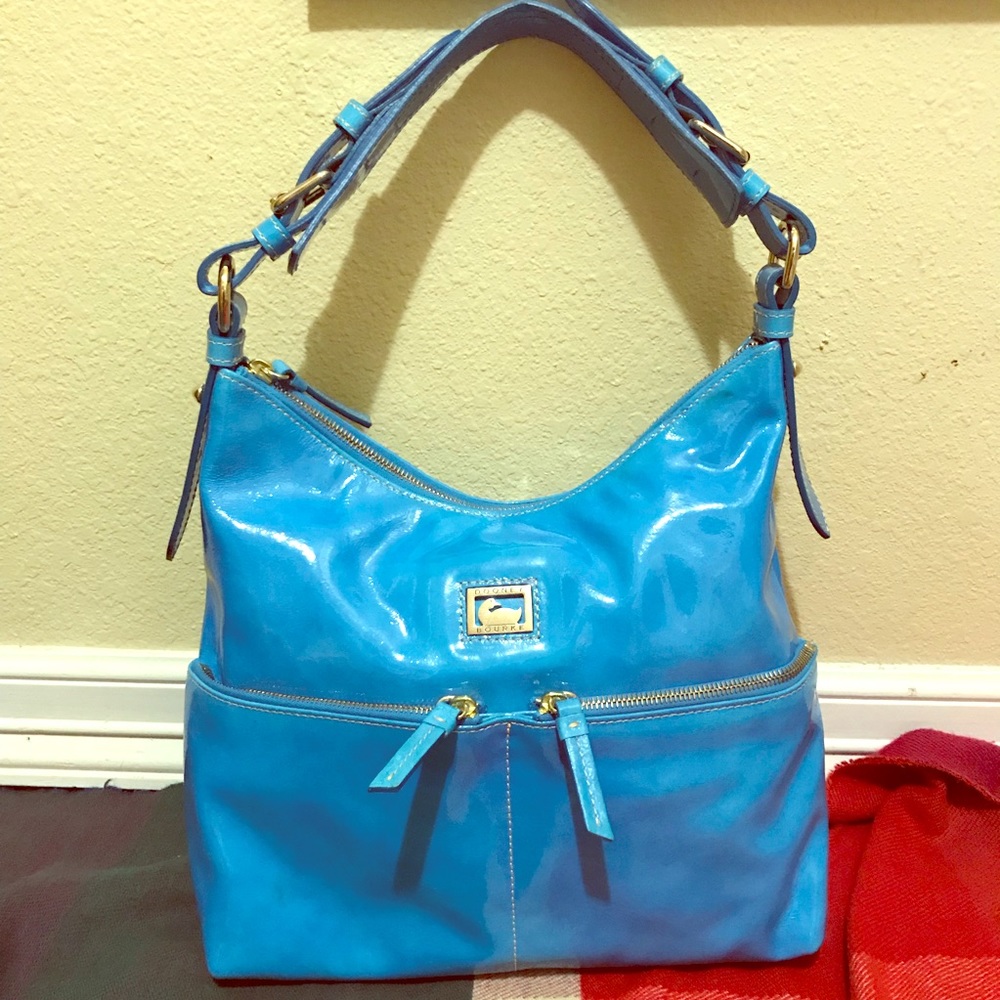 Dooney & Bourke Patent Leather Shoulder Bag Blue