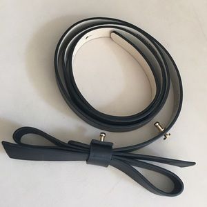 Kate Spade skinny bow belt in black leather