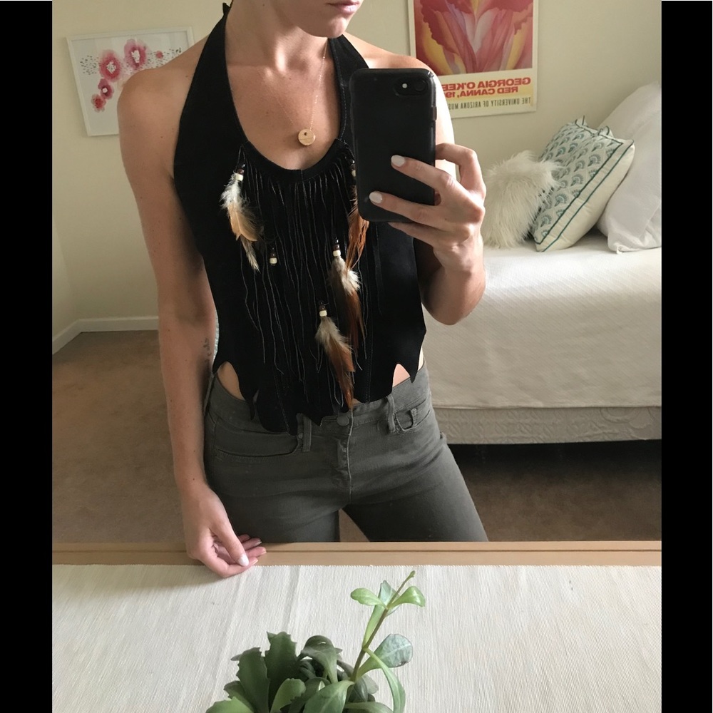 Vintage Suede Halter Top