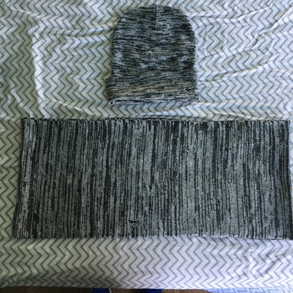 PINK beanie and infinity scarf set