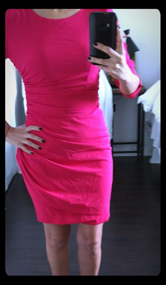 Long sleeve hot pink dress