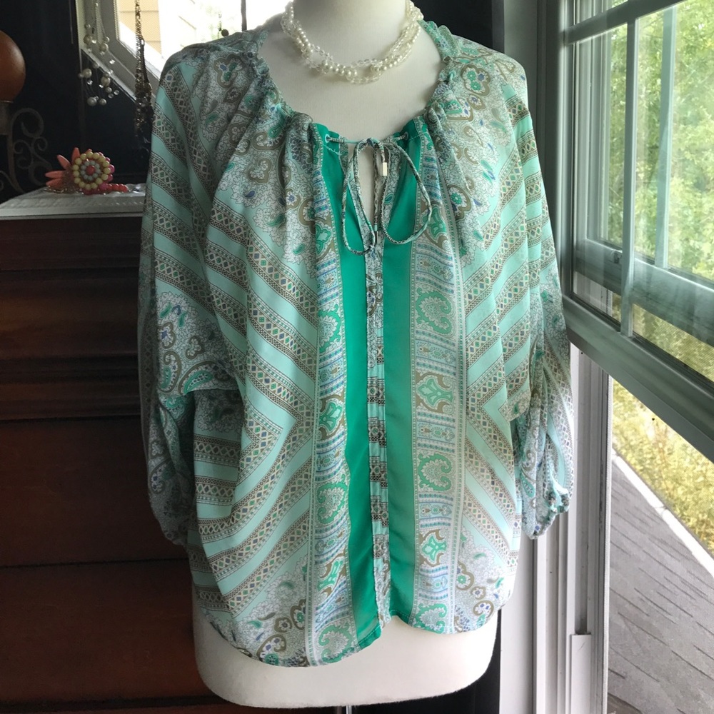 🎠🎠🎠Sheer Green Blouse by New York & Company