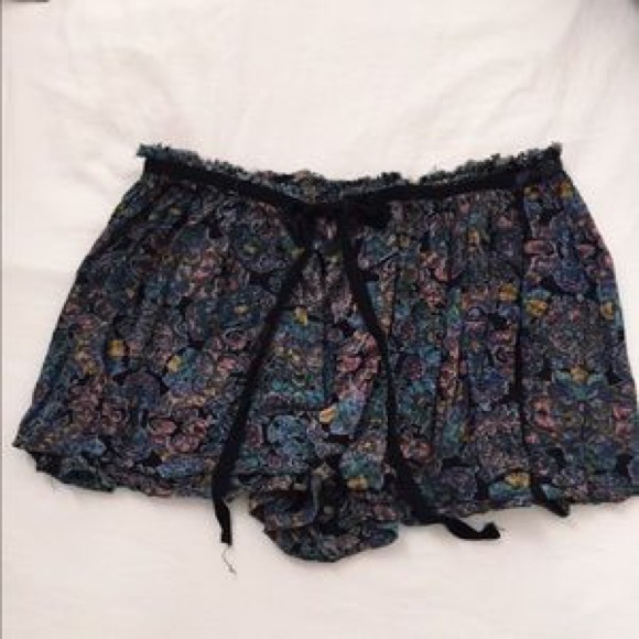 Boho Purple Floral Rayon Shorts - Picture 2 of 2