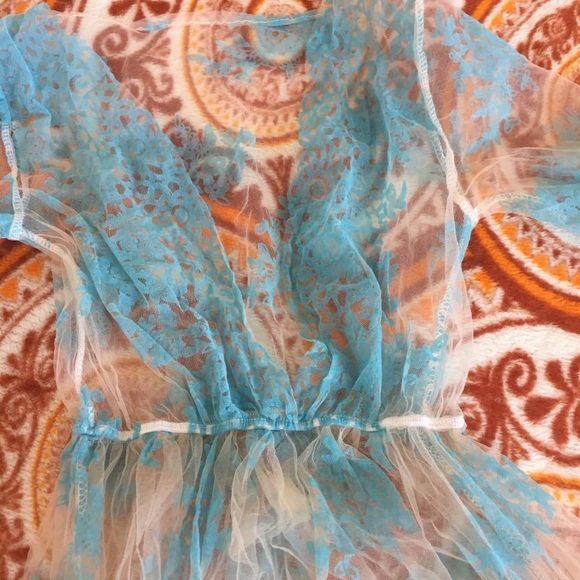 Blue Damask Sheer Coverup Dress - Picture 3 of 5